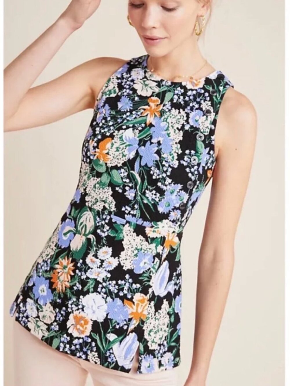 Anthropologie Maeve NEW Brenner Floral Peplum Tank Top Medium
